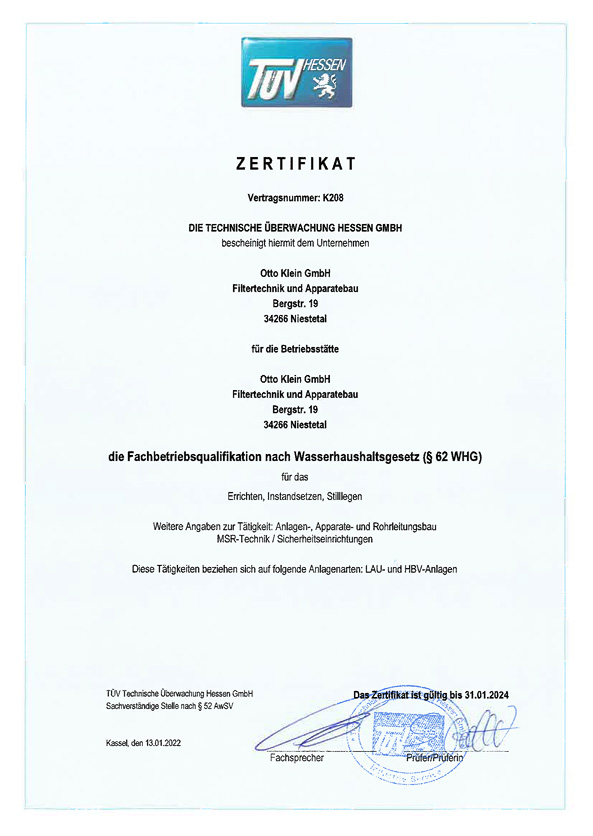 Zertifikat WHG-01-2024